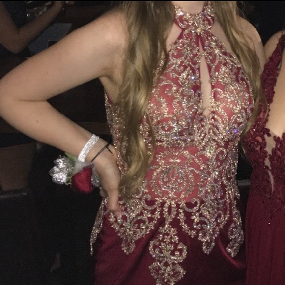 Jovani Halter Bejeweled Dress - Picture 2 of 6